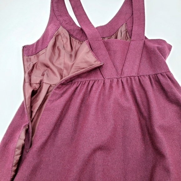 Urban Outfitters Kimchi Blue Wool Blend Burgundy Open Back Dress - Picture 7 of 10